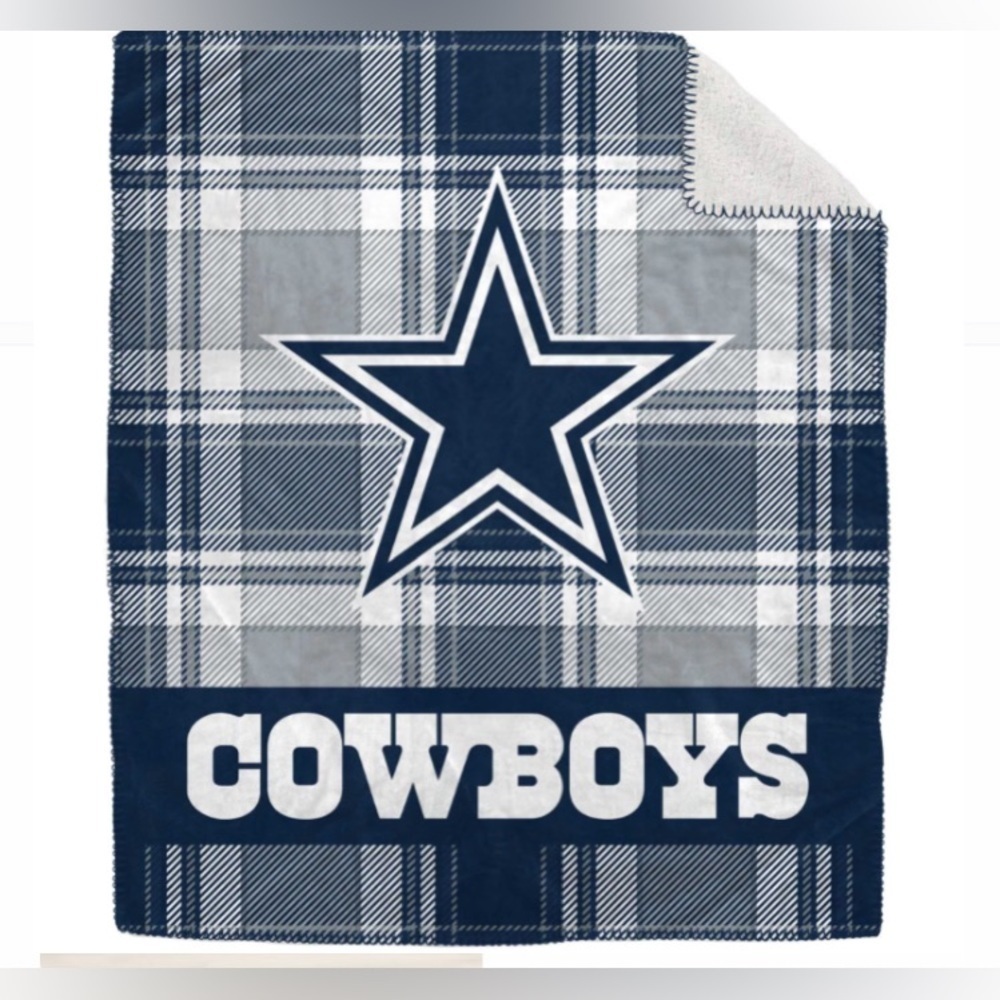 NEW - Pegasus Dallas Cowboys 50" x 60" Plaid Flannel Sherpa Plush Blanket
